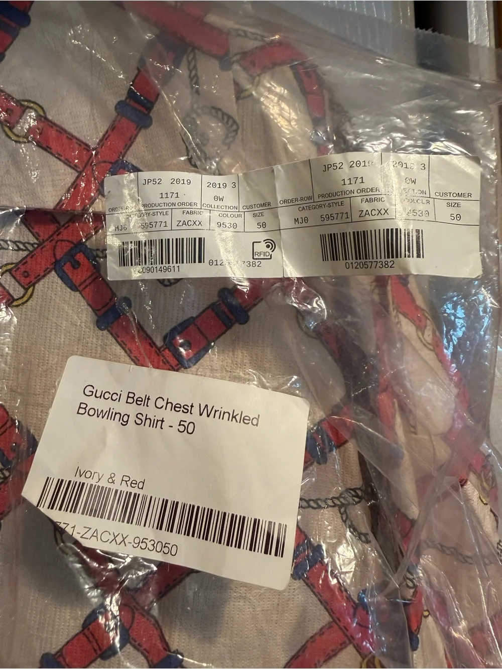 Gucci Belt Chest Bowling Shirt Authentic Size 50